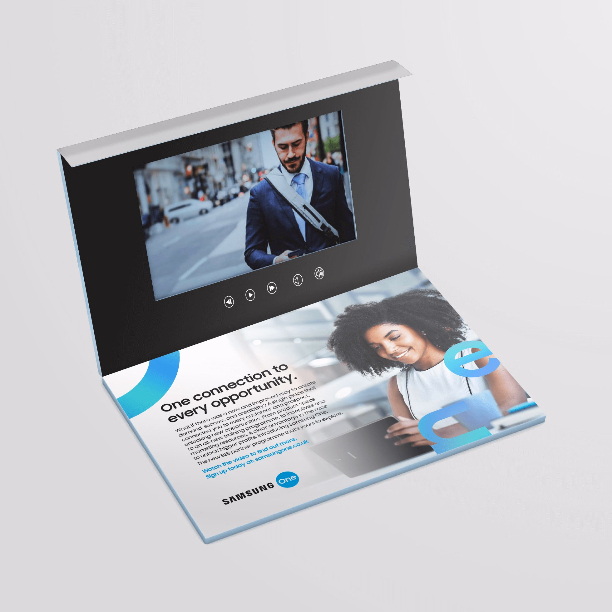 Samsung One partner communications displayed on a laptop