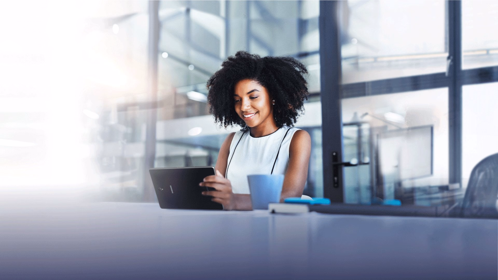 Professional working in an office for the Samsung One partner program